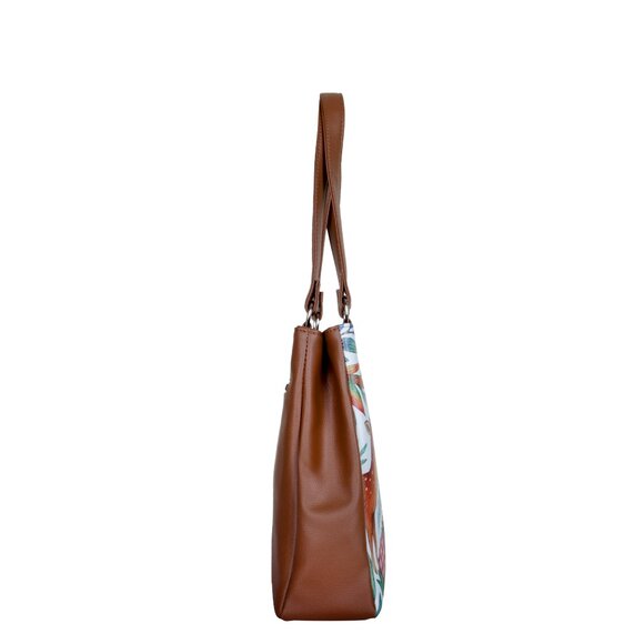 Printed Leather Shoulder Tote Bag for Women – Top Handle Handbag Purse Work - Picture 8 of 9